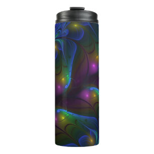 Farbige Leuchtende Abstrakte Moderne Trippy-Frakta Thermosbecher