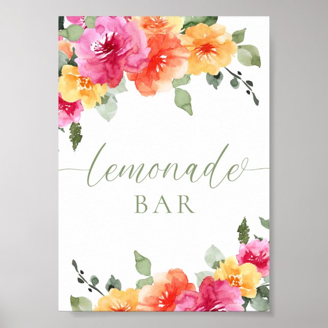 Farbige leuchtende florale Limonadenbar  Poster (Vorne)