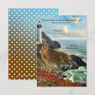 Farbige Leuchtturm-Strand-Hochzeits-RSVP-Karte Einladung