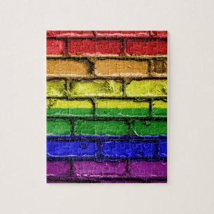 Farbige LGBT-Regenbogenwand Puzzle