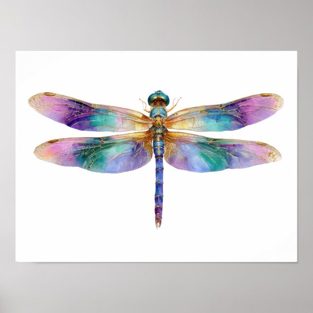 Farbige Libelle – Irisierende Naturkunst Poster (Vorne)