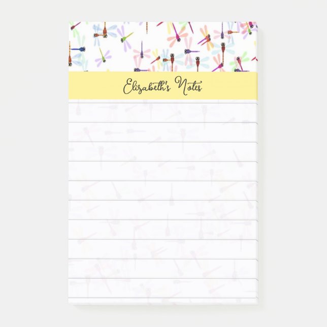 Farbige Libellen personalisiert Post-it Klebezettel (Vorderseite)