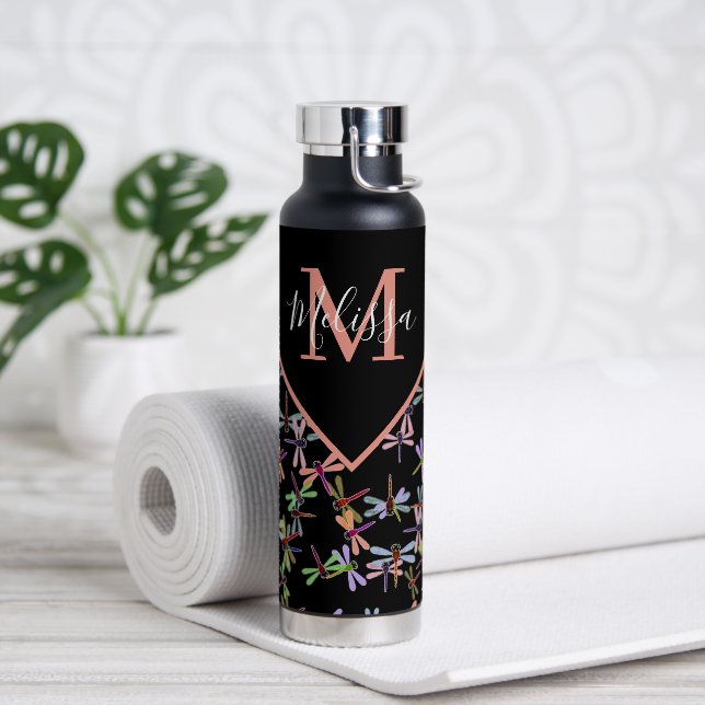 Farbige Libellen personalisiert Trinkflasche (Yoga)