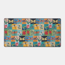 Farbige Libellen und Rosen Patchwork