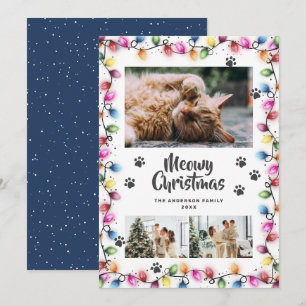 Farbige Lichter Blaue Foto Meowy Weihnachtskarte Feiertagskarte