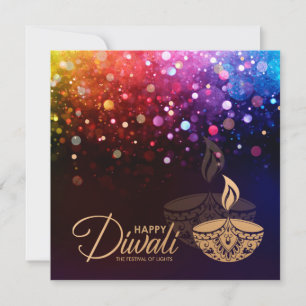 Farbige Lichter Happy Diwali Card Karte