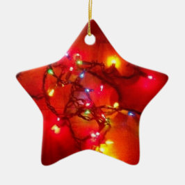 'Farbige Lichter' Star-Ornament Keramikornament