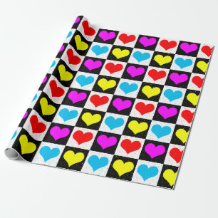 Farbige Liebe - geometrischer Blockdruck Geschenkpapier
