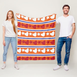 Farbige Liebe Herz-Star-Muster Fleecedecke