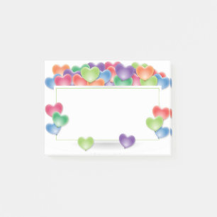 Farbige Liebe Herzblasen Rahmen Post-it Klebezettel