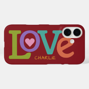 Farbige Liebe individuelle Name Gehäuse iPhone 16 Hülle