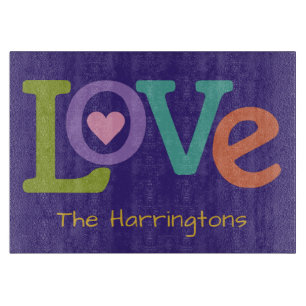 Farbige Liebe individuelle Name Schneidebrett