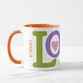 Farbige Liebe individuelle Name Tasse
