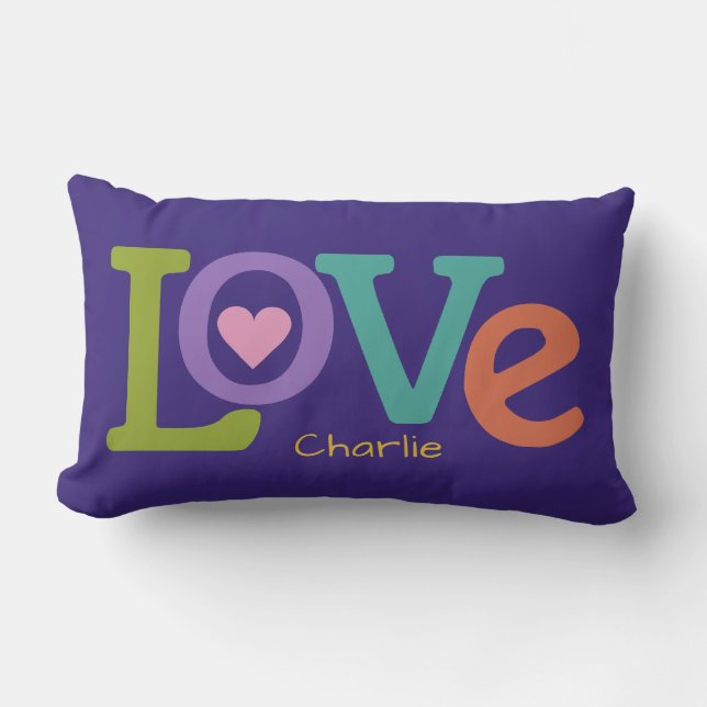 Farbige Liebe individuelle Name werfen Kissen (Vorderseite)