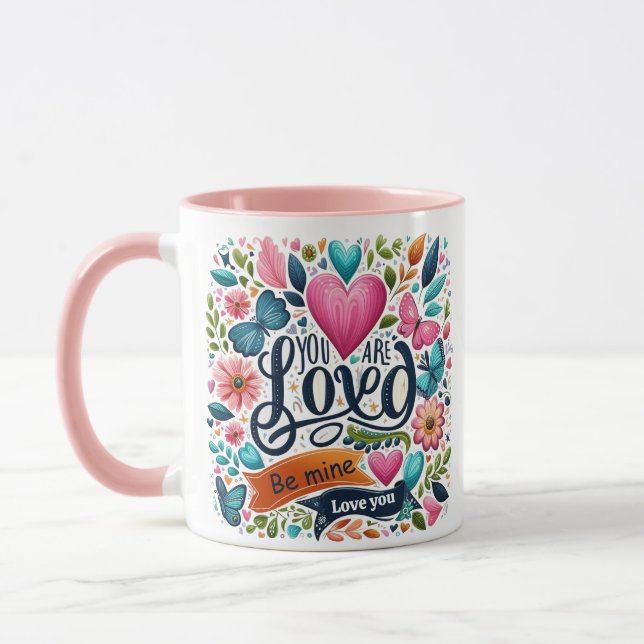 Farbige Liebe Typografie Coffee Tasse (Links)