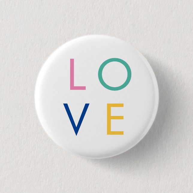 FARBIGE Liebes-Valentinstag-Typografie Button (Vorderseite)