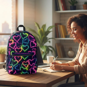 Farbige Liebesherzen mit individuellem Namen Bedruckter Rucksack
