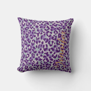 Farbige, lila Cheetah-Print-Monogramm Kissen