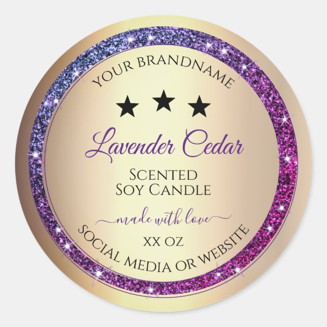 Farbige Lila Farbmarken für Glitzer Runder Aufkleber (Vorderseite)