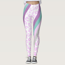 Farbige Lila Leopard Animal Print Leggings