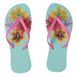 farbige Lilienstruktur Blume blumenreich Flip Flops