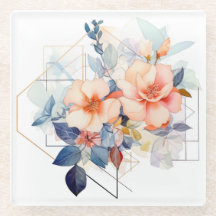 Farbige Linien Blumen: Untersetzer "Meine Küche"