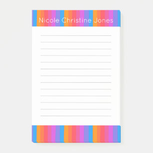 Farbige Linien Streifen Rainbow CUSTOM Notepad Post-it Klebezettel