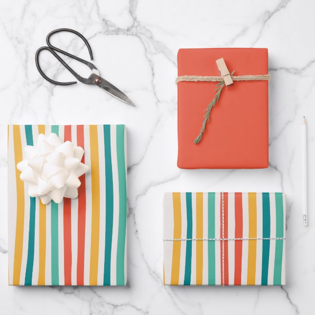 Farbige Linien, Wrapping Paper Sheets Geschenkpapier Set (Vorderseite)