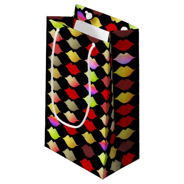 farbige Lippen Kleine Geschenktüte (Vorderseite Schrägansicht)