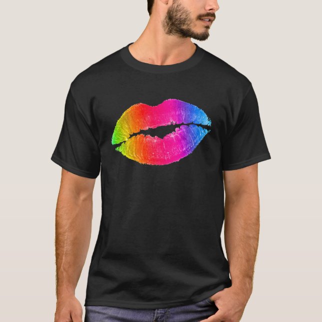 Farbige Lippen Lipstick Makeup T-Shirt (Vorderseite)