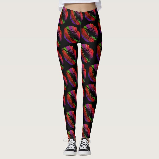 Farbige Lippen Modernes Schwarzes #3 Leggings (Vorderseite)