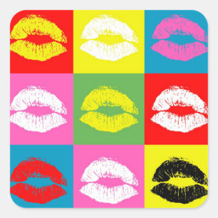 Farbige Lippen Quadratischer Aufkleber