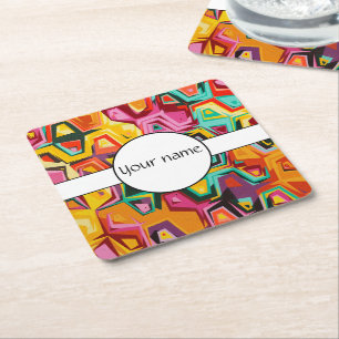 Farbige Lochstruktur Rechteckiger Pappuntersetzer