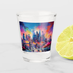 Farbige London-Skyline Abstract Art Schnapsglas