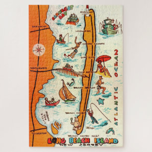 Farbige Long Beach Island 20x30 Karte Puzzle