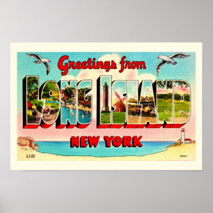 Farbige Long Island Postkarten Druck Poster