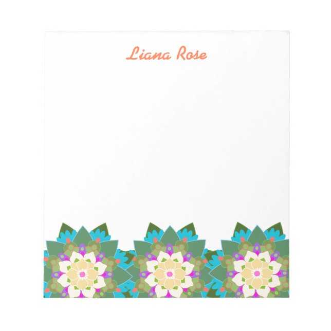 Farbige Lotus Floral Personalisiert Notepad Notizblock (Vorderseite)