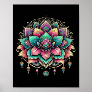 Farbige Lotus-Mandala-Kunstgestaltung Poster