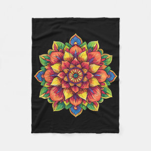 Farbige Lotus-Mandala-Symmetrie-Yoga-Meditation  Fleecedecke