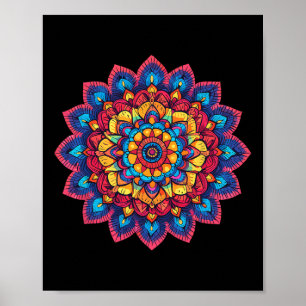 Farbige Lotus-Mandala zur Meditation Poster