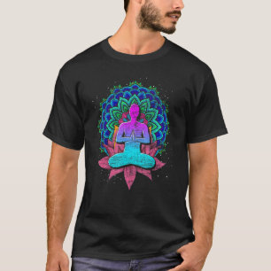 Farbige Lotusblume Mandala Namaste Yogi Buddhismus T-Shirt