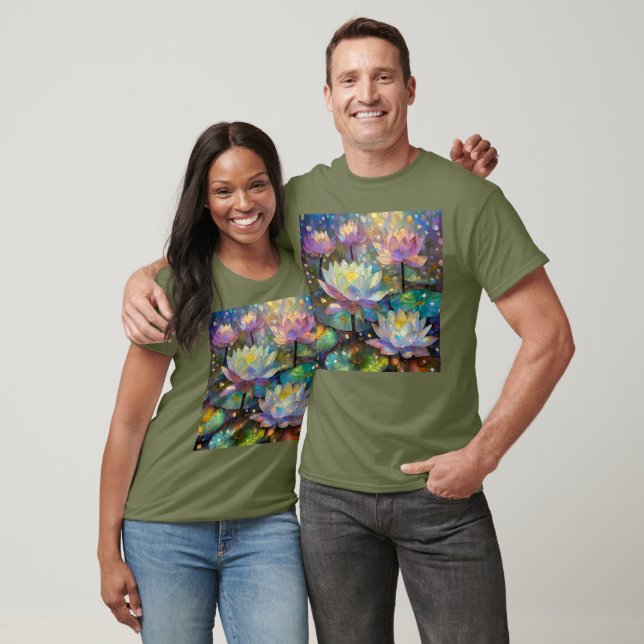Farbige Lotusblumen blühen im Schnee T-Shirt (Unisex)