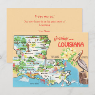 Farbige Louisiana-Karte Bewegungsankündigung Feiertagskarte