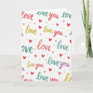 Farbige Love You Hearts Karte