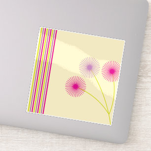 Farbige Löwenzahnblumen, Streifen, Boho-Abstrakt Aufkleber