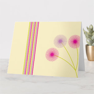 Farbige Löwenzahnblumen, Streifen, Boho-Abstrakt Karte