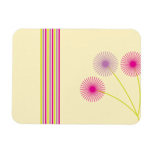 Farbige Löwenzahnblumen, Streifen, Boho-Abstrakt Magnet