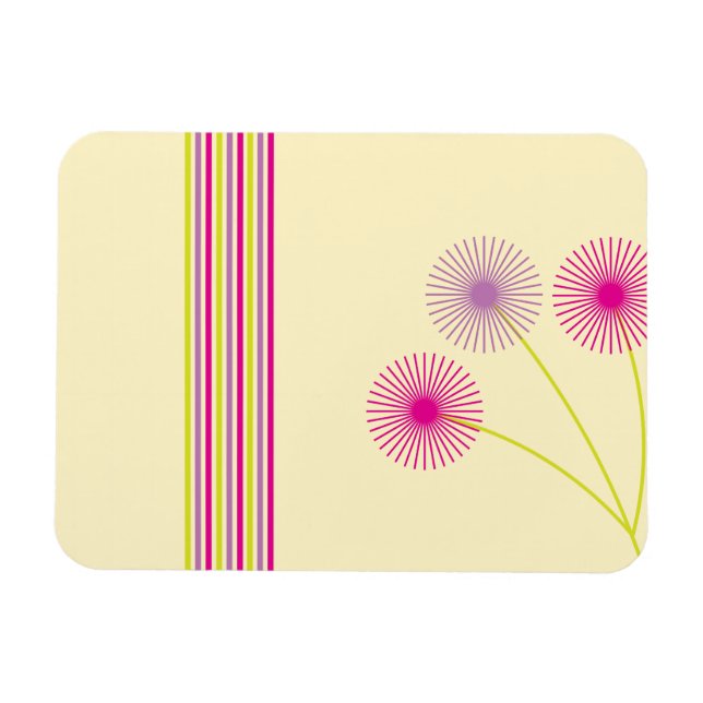 Farbige Löwenzahnblumen, Streifen, Boho-Abstrakt Magnet (Horizontal)