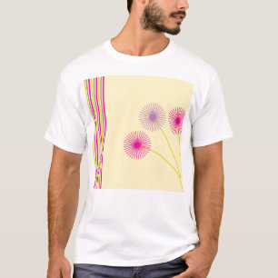 Farbige Löwenzahnblumen, Streifen, Boho-Abstrakt T-Shirt