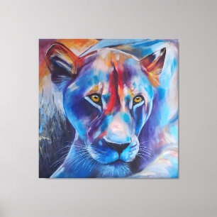 Farbige Löwinnen-Kunst - Wildlife-Heimdekoration Leinwanddruck